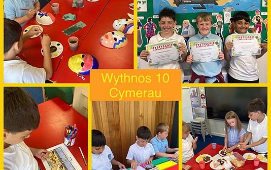 Collection of images of Cymerau children participating in different activities