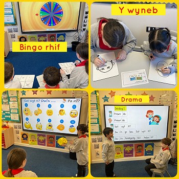 children playing language learning games