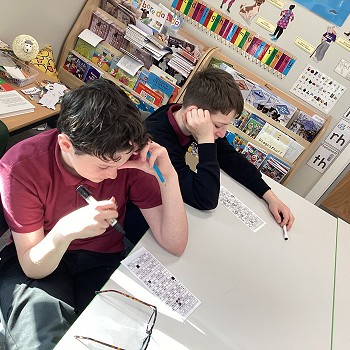 students playing bingo