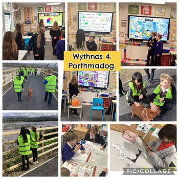 9 images of different tasks they did in porthmadog