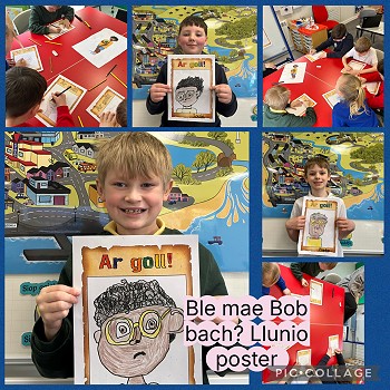 students creating posters