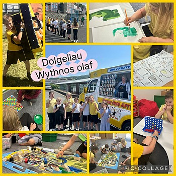 Collection of images of Dolgellau children participating in different activities