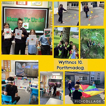 Collection of images of Porthmadog children participating in different activities