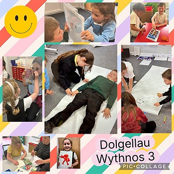 Collection of images of children in Dolgellau Language Centre learning Welsh